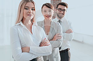 Closeup portrait of successful business team. the business concept