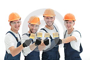 Closeup.portrait of team of construction workers