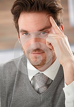 Closeup portrait of thinking businessman