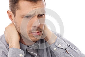 Closeup portrait of troubled businessman