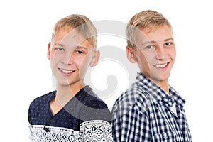 Closeup portrait of a twin brothers