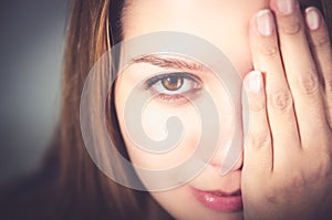 Closeup portrait of young beautiful teen girl's