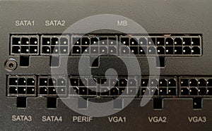 closeup power supply of continuous power for computer, exceptional efficiency and fully modular