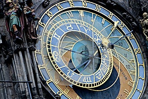 Closeup of a Prague Astronomical Clock in the Old Town of Prague