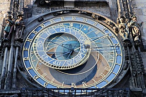Closeup of a Prague Astronomical Clock in the Old Town of Prague