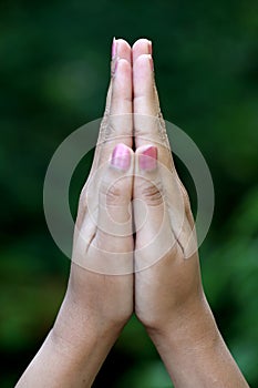 Closeup of praying hands