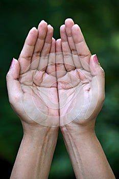 Closeup of praying hands