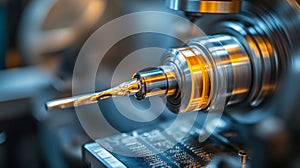 Closeup of a precision machining tool in operation