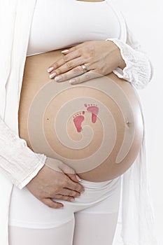 Closeup pregnant belly