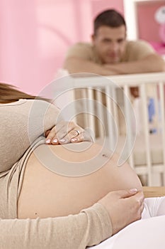 Closeup pregnant tummy