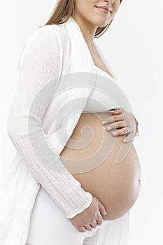 Closeup pregnant woman torso