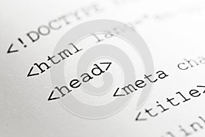 Closeup of Printed HTML Code