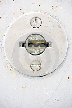 Closeup of a prison jail cell door lock