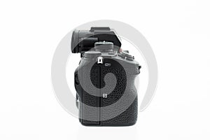 Closeup product photo of Sony a7iii camera with white background