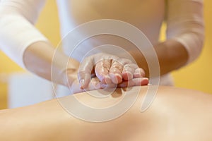 Closeup of professional back massage. Back massage.