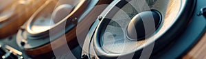 Closeup of a professionalgrade speaker vibrating with music closeup