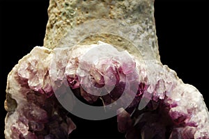 Closeup of the purple quartz crystal