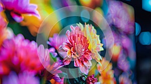 A closeup of a Quantum Dotenhanced OLED screen showcasing the deep blacks and vibrant colors achieved through the photo