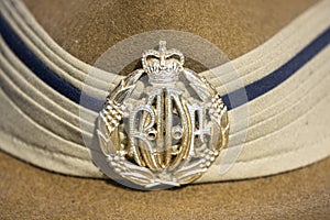 Closeup of RAAF diggers slouch hat badge. photo