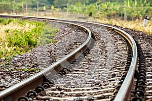 Closeup railway in lumphun Thailand