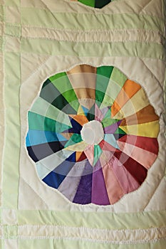 Closeup rainbow color Amish Handmade  Quilt