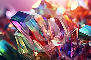 Closeup of a rainbowcolored gemstone. Generative ai