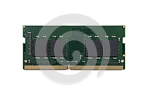 Closeup RAM memory module isolated on white background. DDR RAM memory.