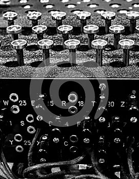 Closeup of a rare German World War II 'Enigma' machine keyboard