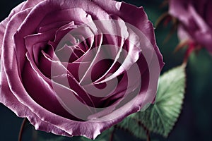 Closeup ravishing realistic detail intricate beauty of vivid red rose flower.