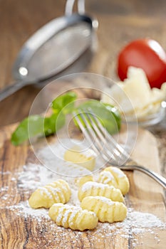 Closeup of raw gnocchi