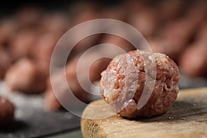 Raw meatballs photo