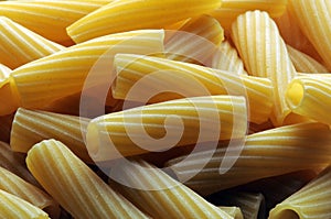 Closeup on raw tortiglioni background