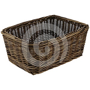 Empty woven wicker container basket on transparent background AI Generated