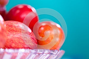 Closeup for red apple fruit bascket