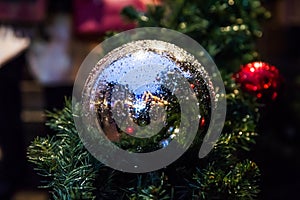 Closeup of red bauble