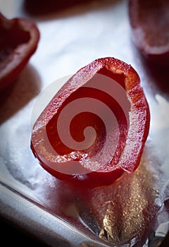 Closeup of a red bell pepper