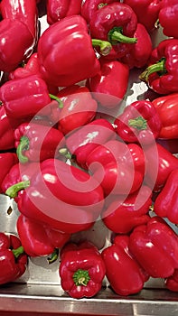Closeup red capsicums chilli or lada bengala in Malaysia photo
