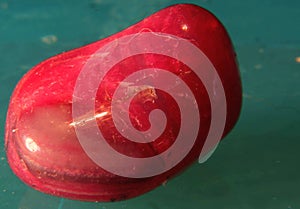 Closeup of a  red Cornelian stone