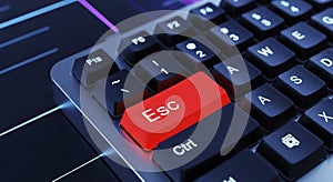 Closeup of red escape key on keyboard