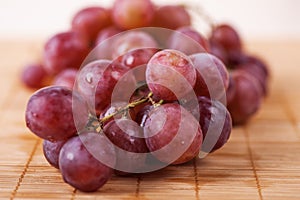 Closeup red large bunch grapes