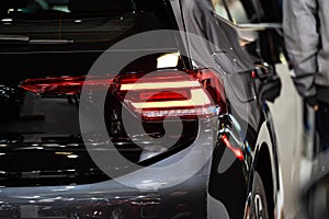 Closeup of a red led taillight on a modern car, detail on the rear light of a car