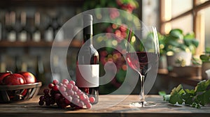 Closeup of red wine pouring in glass.