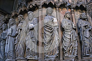 Closeup Religious sculpture, cathedral Leon, Spain