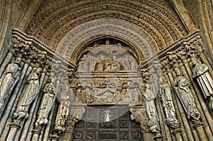 Closeup Religious sculpture, cathedral Tui, Spain