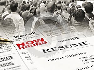 Closeup of Resume on Newspaper