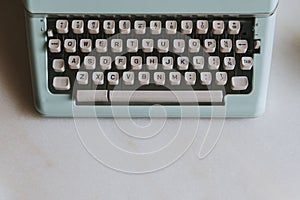 Closeup of a retro mint typewriter