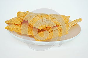 Closeup of Rice CracKer with Flossy Pork