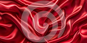Closeup of rippled red silk fabric - AI Generated