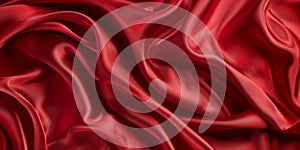 Closeup of rippled red silk fabric - AI Generated