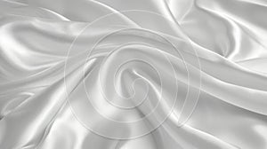 Closeup of rippled white silk textured cloth background with soft waves for elegant designs